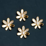 14K Plated Freshwater Pearl Shell Flower Brooch Pin Scarf Buckle