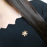 14K Plated Freshwater Pearl Shell Flower Brooch Pin Scarf Buckle