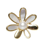 14K Plated Freshwater Pearl Shell Flower Brooch Pin Scarf Buckle