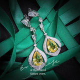 Natural Citrine Earrings Water Drop Pear-Shaped Carbon Diamond Yellow Diamond Ea