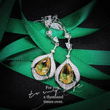 Natural Citrine Earrings Water Drop Pear-Shaped Carbon Diamond Yellow Diamond Ea