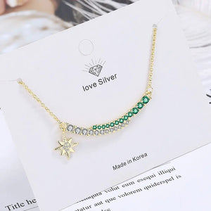 18K Rainbow Green Zircon Necklace - Women's Jewelry