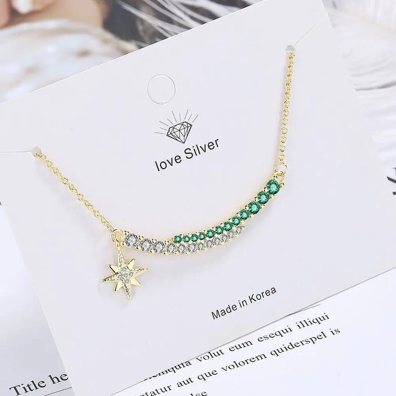 18K Rainbow Green Zircon Necklace - Women's Jewelry