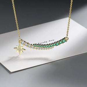 18K Rainbow Green Zircon Necklace - Women's Jewelry