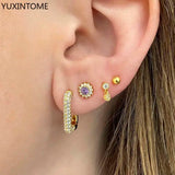 925 Silver Crystal Zircon Flower Ear Studs