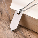 Stainless Steel Tie Bar Pendant Necklace For Men