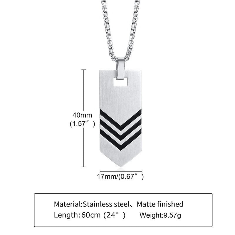 Stainless Steel Tie Bar Pendant Necklace For Men
