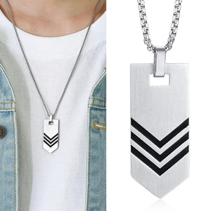 Stainless Steel Tie Bar Pendant Necklace For Men