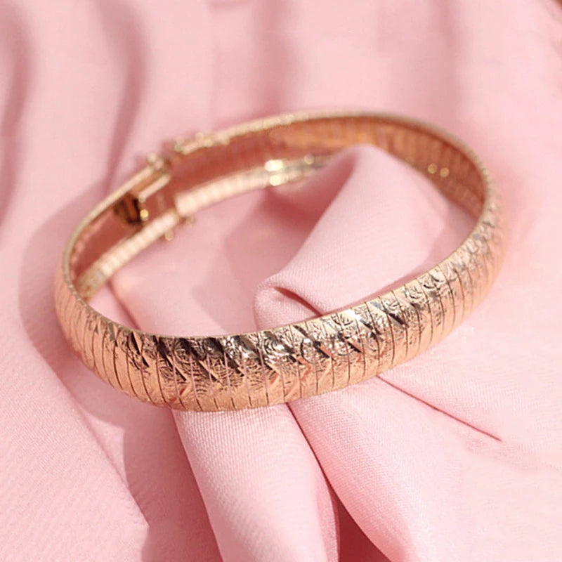 Vintage 14K Rose Plated Wide Purple Bracelet for Women