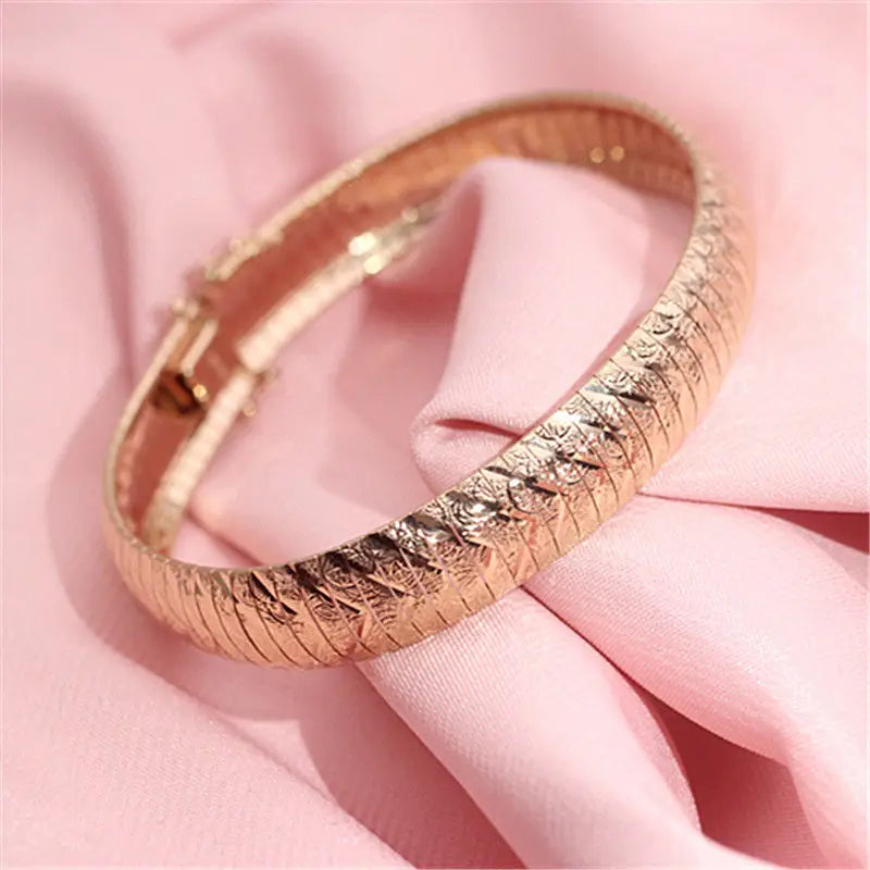 Vintage 14K Rose Plated Wide Purple Bracelet for Women