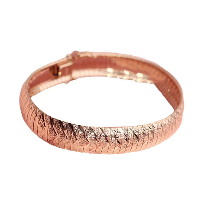 Vintage 14K Rose Plated Wide Purple Bracelet for Women
