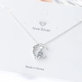 Sterling Silver Cat Moon Zircon Necklace Wedding Jewelry