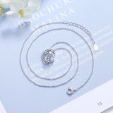Sterling Silver Cat Moon Zircon Necklace Wedding Jewelry