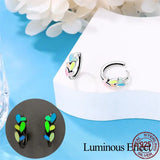 925 Silver Colorful Glowing Cat Earrings Women's Jewelry Gift
