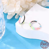 925 Silver Colorful Glowing Cat Earrings Women's Jewelry Gift