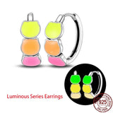 925 Silver Colorful Glowing Cat Earrings Women's Jewelry Gift
