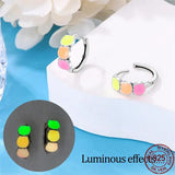 925 Silver Colorful Glowing Cat Earrings Women's Jewelry Gift