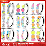 925 Silver Colorful Glowing Cat Earrings Women's Jewelry Gift