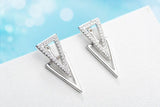 925 Silver Double Triangle Zircon Stud Earrings Jewelry