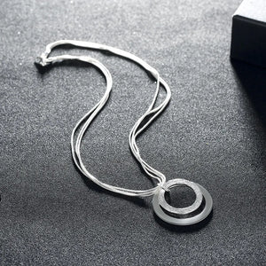 925 Silver Frosting Round Necklace Women Jewelry Accessories