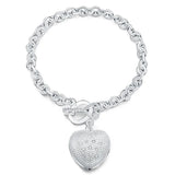 925 Silver Heart Bracelet Luxury Jewelry