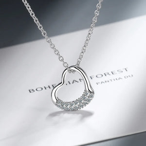 925 Silver Heart Zircon Necklace for Women