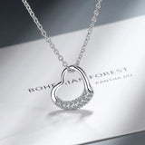 925 Silver Heart Zircon Necklace for Women