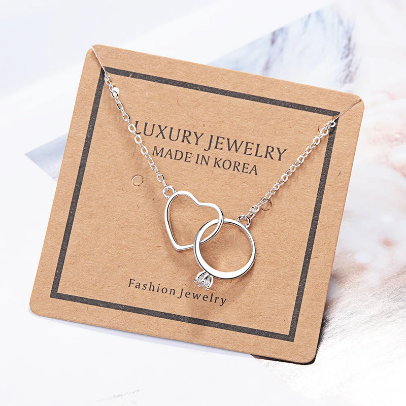 925 Silver Heart Ring Necklace Set Wedding Jewelry