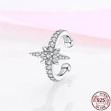 925 Silver Heptagram Ear Clip Earrings Women Birthday Gift