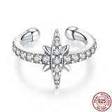 925 Silver Heptagram Ear Clip Earrings Women Birthday Gift