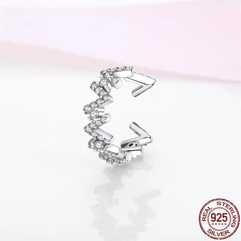 925 Silver Heptagram Ear Clip Earrings Women Birthday Gift