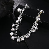 925 Silver Small Bell Beads Bracelet For Women