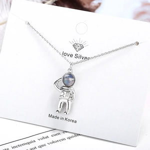 Sterling Silver Spaceman Crystal Necklace Wedding Jewelry