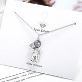 Sterling Silver Spaceman Crystal Necklace Wedding Jewelry