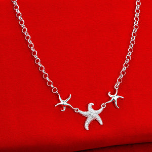 925 Silver Starfish Necklace for Women Party Jewelry