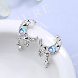 Moon Tassel Stud Earrings in 925 Silver