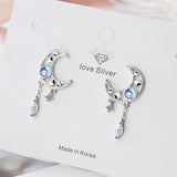 Moon Tassel Stud Earrings in 925 Silver