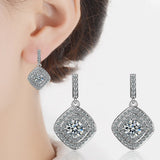925 Silver Zircon Dangle Earrings Women