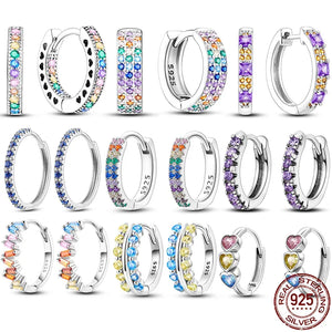 925 Silver Zircon Hoop Earrings Women's Jewelry Birthday Gift