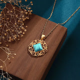Chinese-style Turquoise Pendant Necklace for Women