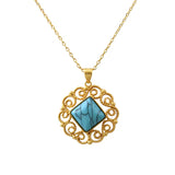 Chinese-style Turquoise Pendant Necklace for Women