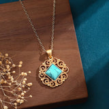 Chinese-style Turquoise Pendant Necklace for Women