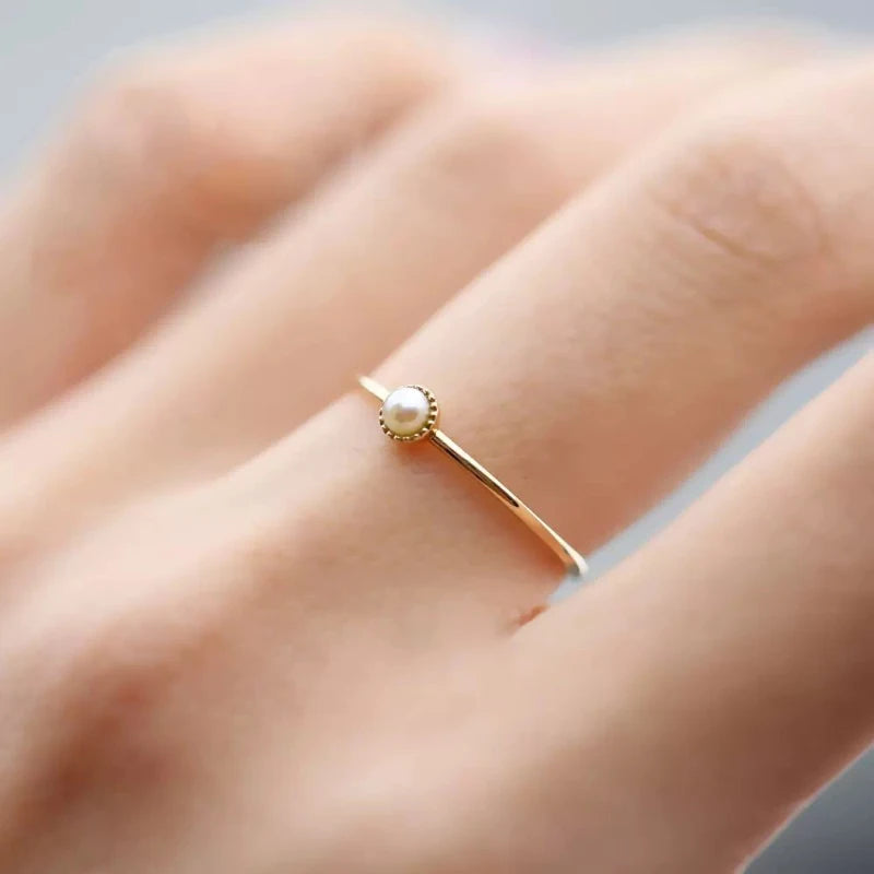 Minimalist Flower Pearl Rings for Women