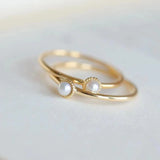 Minimalist Flower Pearl Rings for Women
