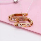 Hollow Ethnic Style 14K Rose Gold Plated Purple Earrings for Women