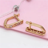 Hollow Ethnic Style 14K Rose Gold Plated Purple Earrings for Women