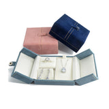 Open Jewelry Box for Ring Earrings - Suede Snap Gift Box