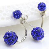 Crystal Ball Christmas Earrings Stainless Steel Red Green