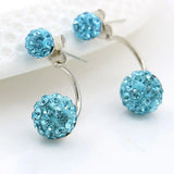 Crystal Ball Christmas Earrings Stainless Steel Red Green