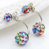 Crystal Ball Christmas Earrings Stainless Steel Red Green